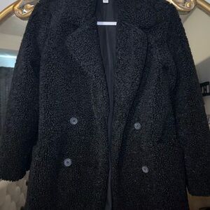 Women's Black Teddy Coat